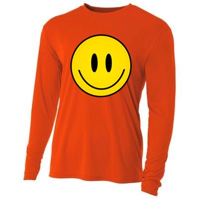 Retro Happy Vibe Smiley Face Happy Face Graphic Gift Cooling Performance Long Sleeve Crew