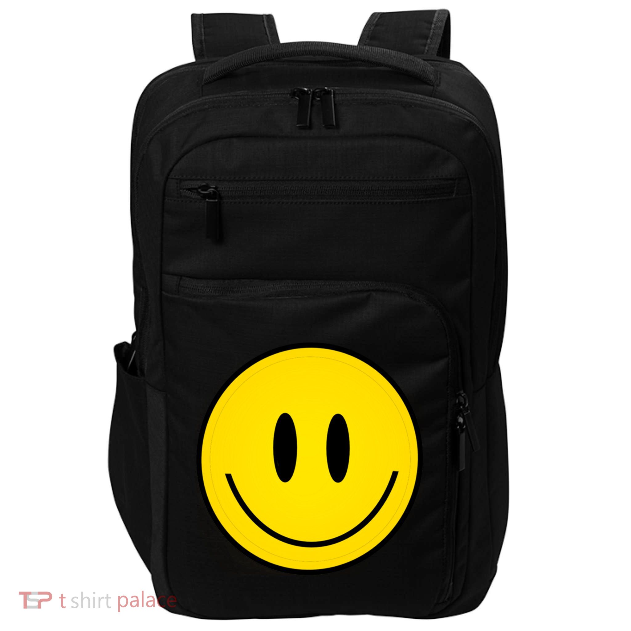 Retro Happy Vibe Smiley Face Happy Face Graphic Gift Impact Tech Backpack