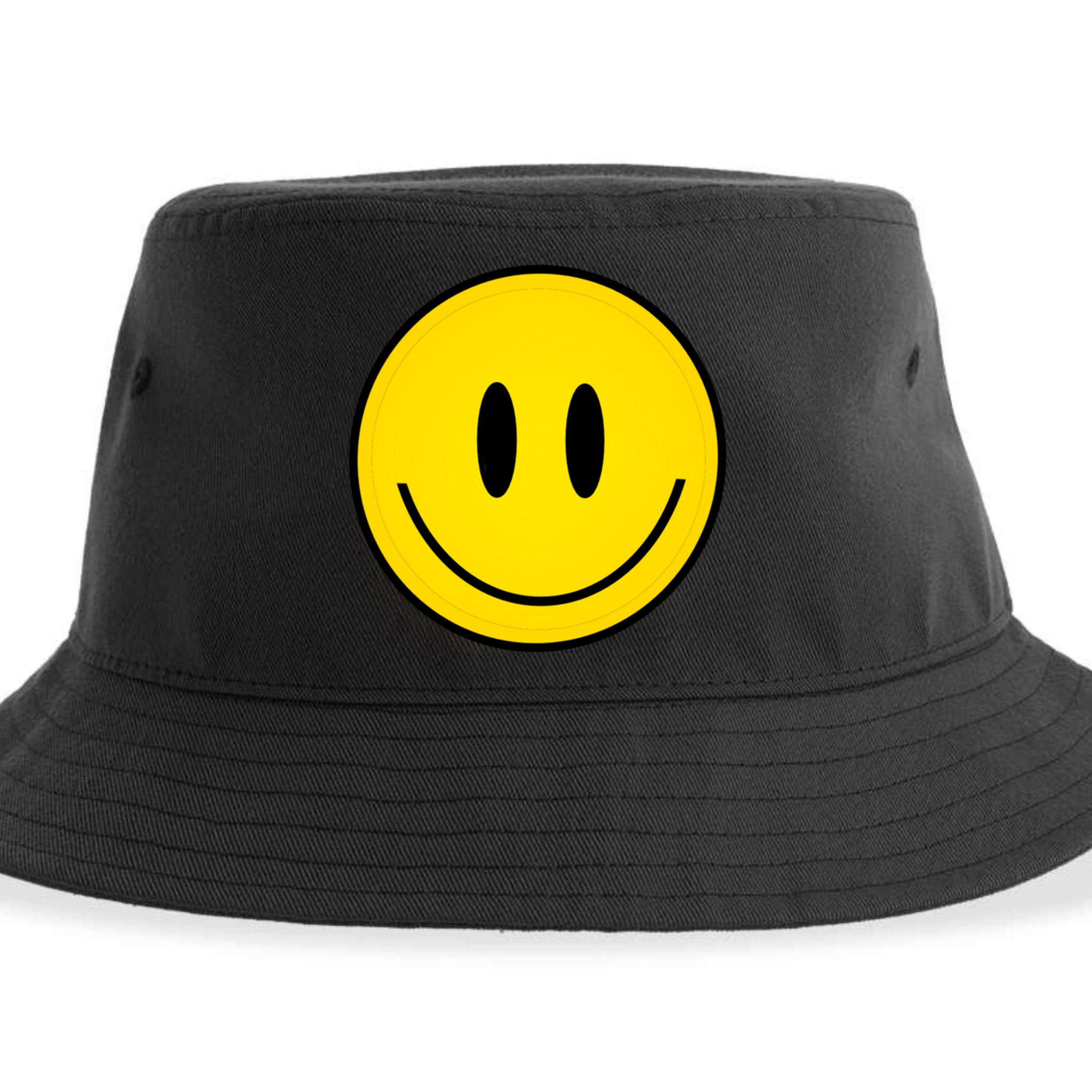 Retro Happy Vibe Smiley Face Happy Face Graphic Gift Sustainable Bucket Hat