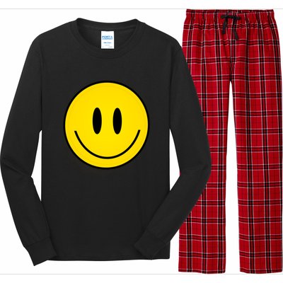 Retro Happy Vibe Smiley Face Happy Face Graphic Gift Long Sleeve Pajama Set