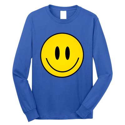 Retro Happy Vibe Smiley Face Happy Face Graphic Gift Long Sleeve Shirt