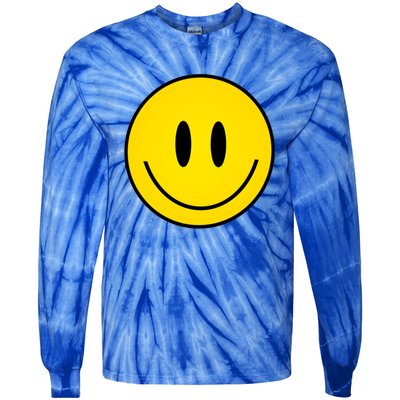 Retro Happy Vibe Smiley Face Happy Face Graphic Gift Tie-Dye Long Sleeve Shirt