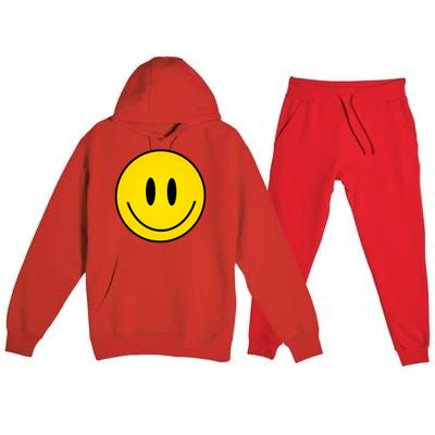 Retro Happy Vibe Smiley Face Happy Face Graphic Gift Premium Hooded Sweatsuit Set