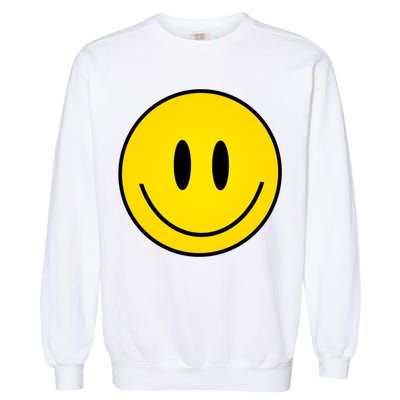 Retro Happy Vibe Smiley Face Happy Face Graphic Gift Garment-Dyed Sweatshirt