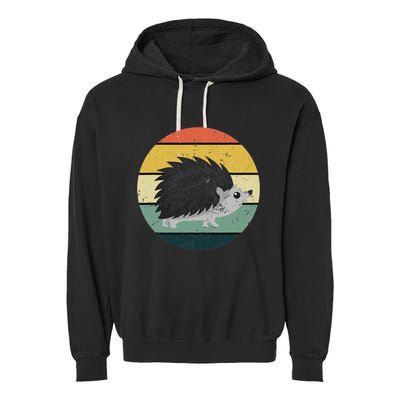 Retro Hedgehog Vintage Hedgehogs Cute Forest Animal Lover Garment-Dyed Fleece Hoodie