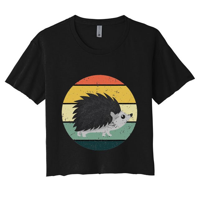 Retro Hedgehog Vintage Hedgehogs Cute Forest Animal Lover Crop Top
