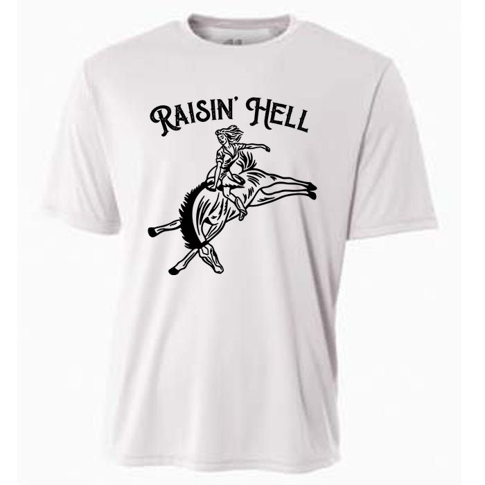 Raisin Hell Vintage Pinup Cowgirl Western Cooling Performance Crew T-Shirt