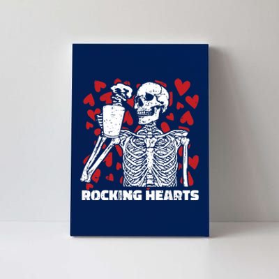 Rocking Hearts Valentines Day Funny Skeleton Drinking Coffee Canvas