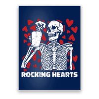 Rocking Hearts Valentines Day Funny Skeleton Drinking Coffee Poster