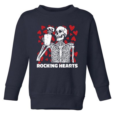 Rocking Hearts Valentines Day Funny Skeleton Drinking Coffee Toddler Sweatshirt