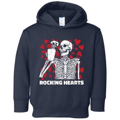 Rocking Hearts Valentines Day Funny Skeleton Drinking Coffee Toddler Hoodie