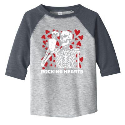 Rocking Hearts Valentines Day Funny Skeleton Drinking Coffee Toddler Fine Jersey T-Shirt