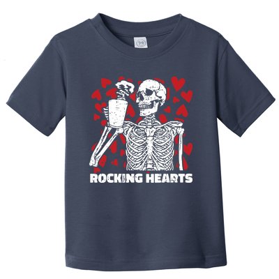 Rocking Hearts Valentines Day Funny Skeleton Drinking Coffee Toddler T-Shirt