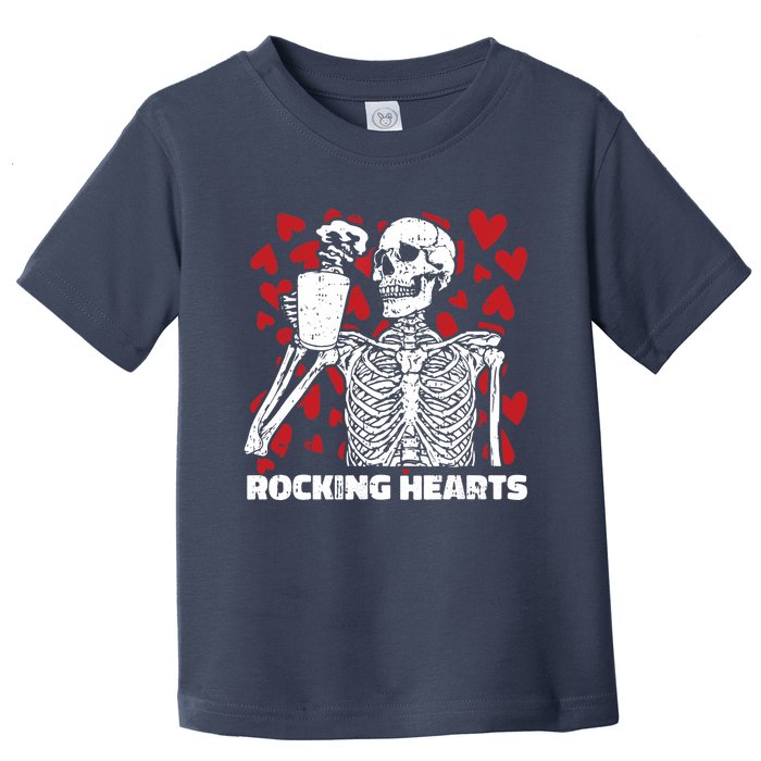 Rocking Hearts Valentines Day Funny Skeleton Drinking Coffee Toddler T-Shirt