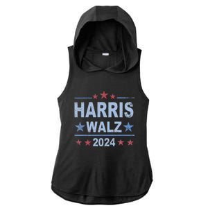 Retro Harris Walz 2024 Harris For President Vote Democrat Ladies PosiCharge Tri-Blend Wicking Draft Hoodie Tank