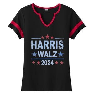 Retro Harris Walz 2024 Harris For President Vote Democrat Ladies Halftime Notch Neck Tee