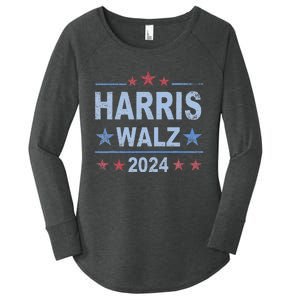 Retro Harris Walz 2024 Harris For President Vote Democrat Women's Perfect Tri Tunic Long Sleeve Shirt