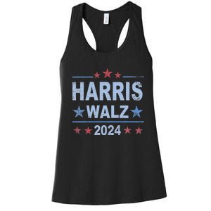 Retro Harris Walz 2024 Harris For President Vote Democrat Women's Racerback Tank