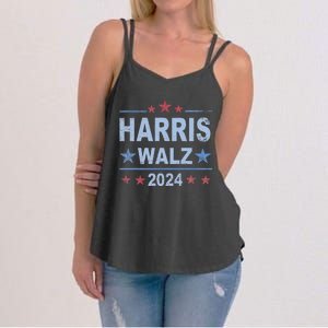 Retro Harris Walz 2024 Harris For President Vote Democrat Women's Strappy Tank