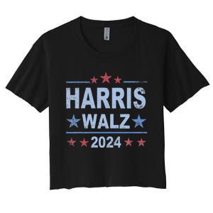 Retro Harris Walz 2024 Harris For President Vote Democrat Women's Crop Top Tee