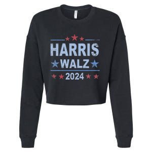 Retro Harris Walz 2024 Harris For President Vote Democrat Cropped Pullover Crew