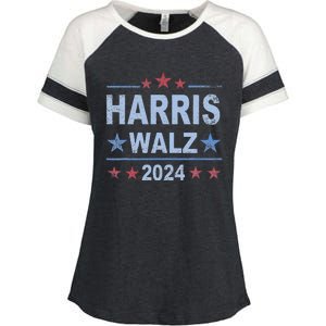 Retro Harris Walz 2024 Harris For President Vote Democrat Enza Ladies Jersey Colorblock Tee