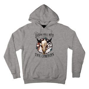 Raisin Hell With the hippies & the cowboys cow bull skull Tall Hoodie