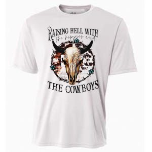 Raisin Hell With the hippies & the cowboys cow bull skull Cooling Performance Crew T-Shirt