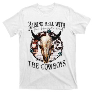 Raisin Hell With the hippies & the cowboys cow bull skull T-Shirt