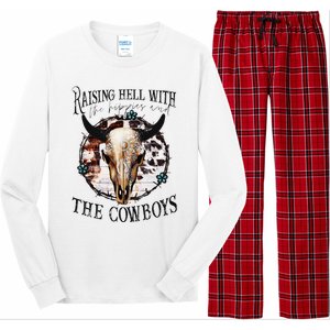 Raisin Hell With the hippies & the cowboys cow bull skull Long Sleeve Pajama Set