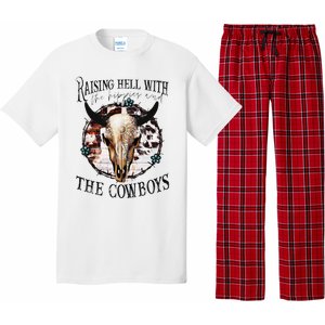 Raisin Hell With the hippies & the cowboys cow bull skull Pajama Set