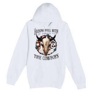 Raisin Hell With the hippies & the cowboys cow bull skull Premium Pullover Hoodie