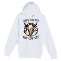 Raisin Hell With the hippies & the cowboys cow bull skull Premium Pullover Hoodie