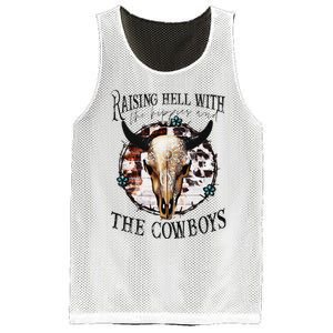 Raisin Hell With the hippies & the cowboys cow bull skull Mesh Reversible Basketball Jersey Tank