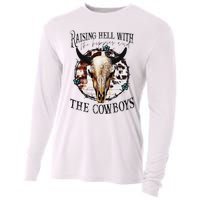 Raisin Hell With the hippies & the cowboys cow bull skull Cooling Performance Long Sleeve Crew