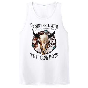 Raisin Hell With the hippies & the cowboys cow bull skull PosiCharge Competitor Tank