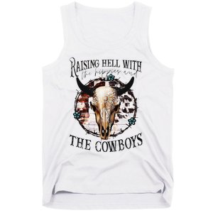 Raisin Hell With the hippies & the cowboys cow bull skull Tank Top