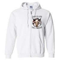 Raisin Hell With the hippies & the cowboys cow bull skull Full Zip Hoodie