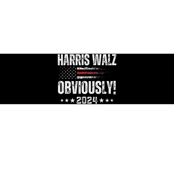 Retro Harris Walz Obviously 2024 Vintage American Flag Bumper Sticker