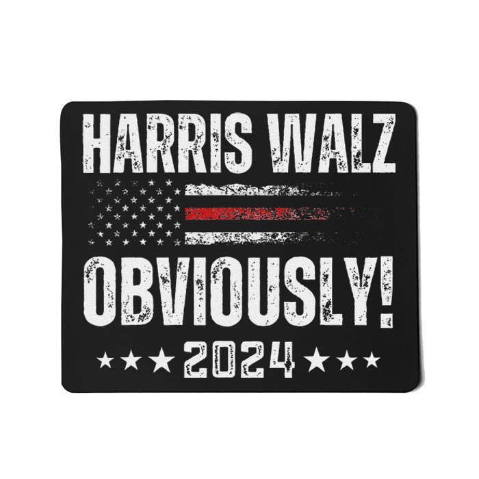 Retro Harris Walz Obviously 2024 Vintage American Flag Mousepad