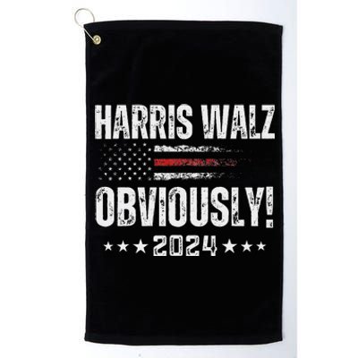 Retro Harris Walz Obviously 2024 Vintage American Flag Platinum Collection Golf Towel