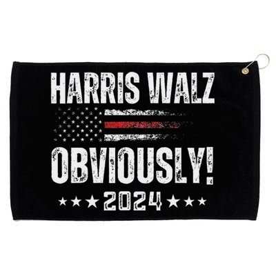 Retro Harris Walz Obviously 2024 Vintage American Flag Grommeted Golf Towel