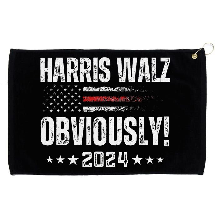 Retro Harris Walz Obviously 2024 Vintage American Flag Grommeted Golf Towel