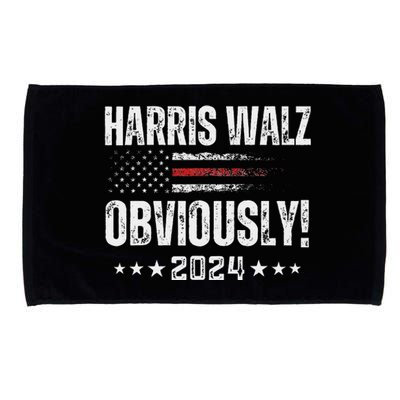 Retro Harris Walz Obviously 2024 Vintage American Flag Microfiber Hand Towel