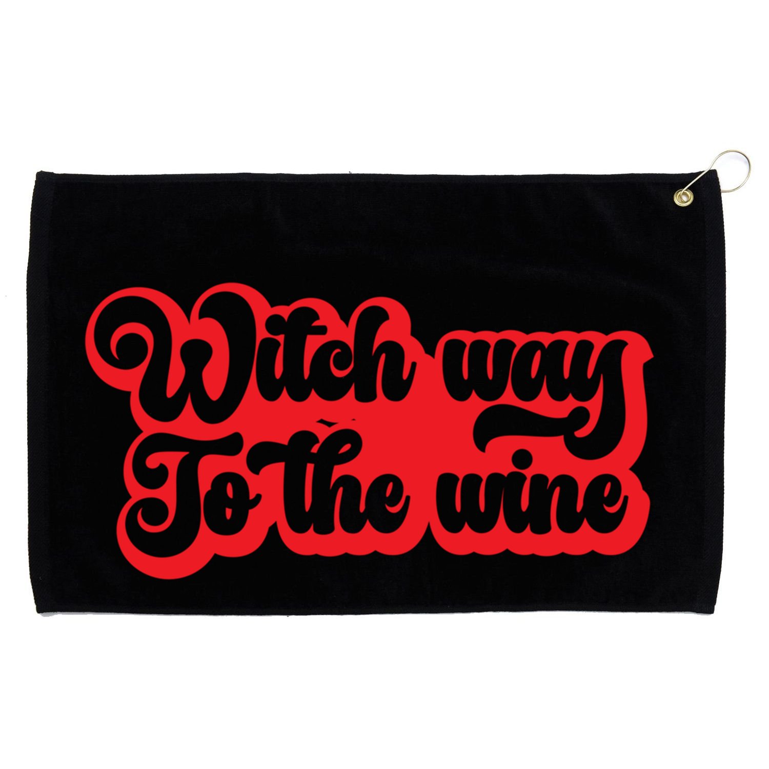 Retro Halloween Witch Way To The Wine Gift Grommeted Golf Towel