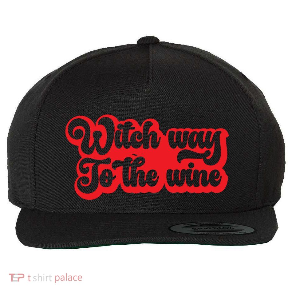 Retro Halloween Witch Way To The Wine Gift Wool Snapback Cap
