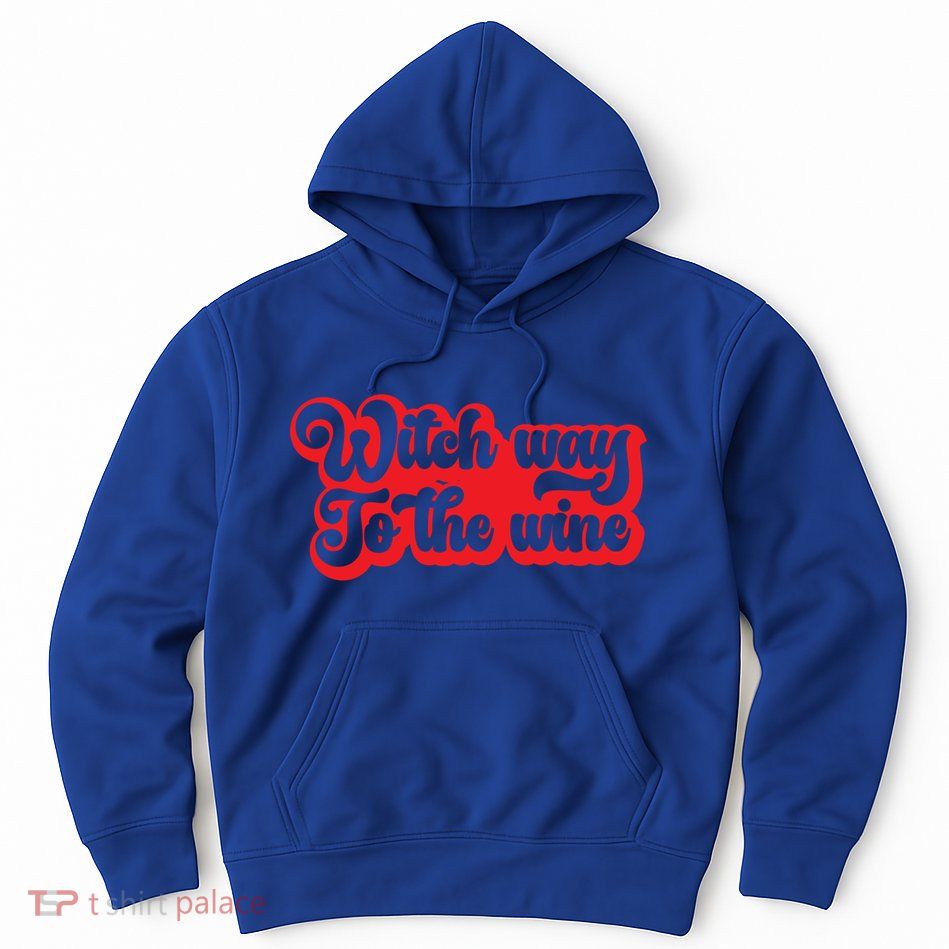 Retro Halloween Witch Way To The Wine Gift Hoodie