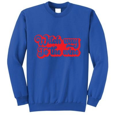 Retro Halloween Witch Way To The Wine Gift Tall Sweatshirt