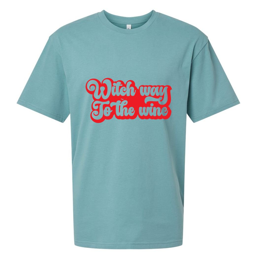 Retro Halloween Witch Way To The Wine Gift Sueded Cloud Jersey T-Shirt