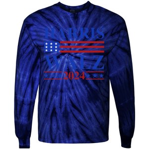 Retro Harris Waltz 2024 Usa Flag Support Kamala IM With Her Tie-Dye Long Sleeve Shirt